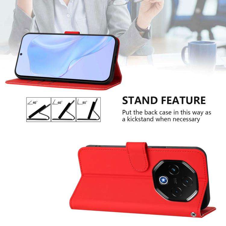 For Umidigi G100 Pro Skin Feel Solid Color Leather Phone Case with Lanyard(Red)