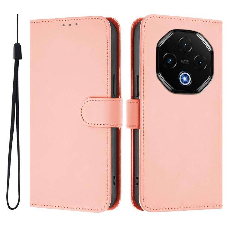 For Umidigi G100 Pro Skin Feel Solid Color Leather Phone Case with Lanyard(Pink)