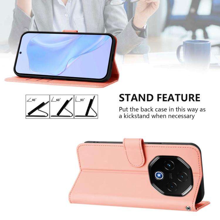 For Umidigi G100 Pro Skin Feel Solid Color Leather Phone Case with Lanyard(Pink)
