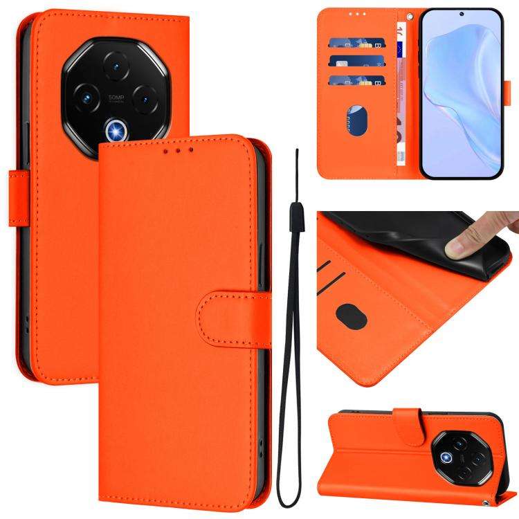 For Umidigi G100 Pro Skin Feel Solid Color Leather Phone Case with Lanyard(Orange)