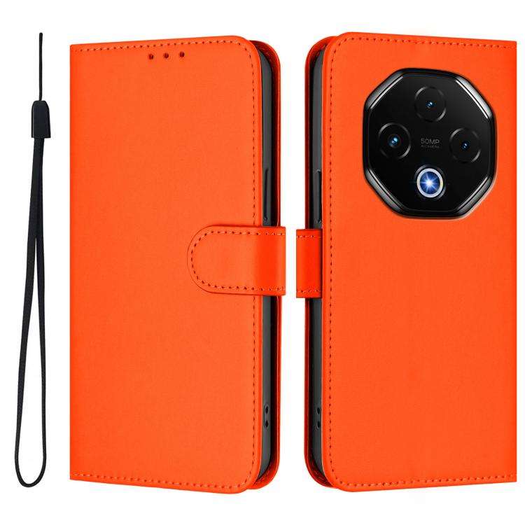 For Umidigi G100 Pro Skin Feel Solid Color Leather Phone Case with Lanyard(Orange)