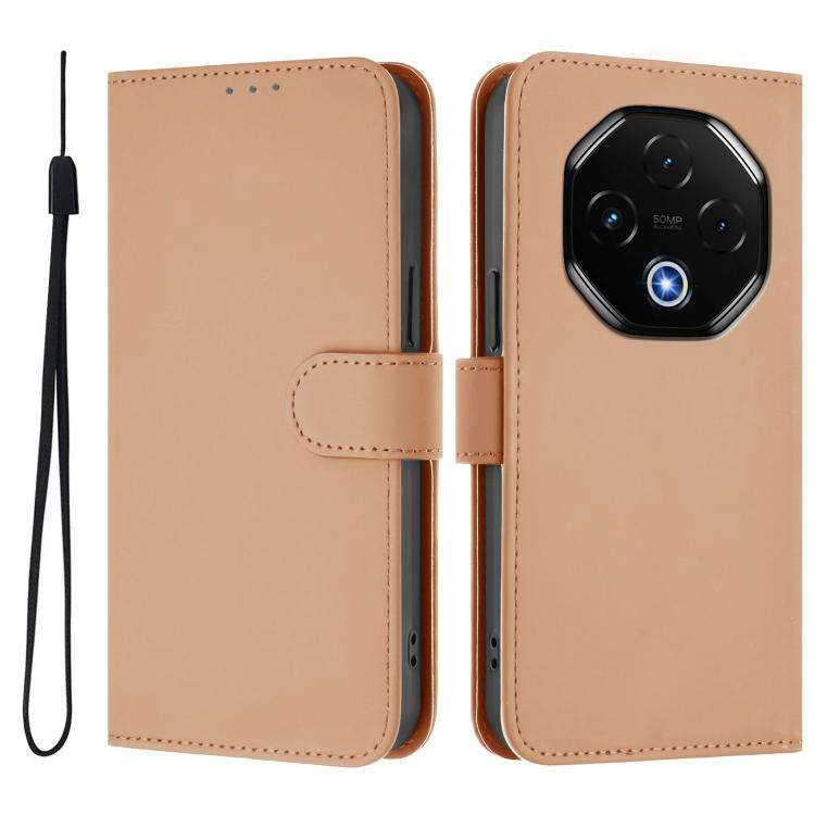 For Umidigi G100 Pro Skin Feel Solid Color Leather Phone Case with Lanyard(Nude)