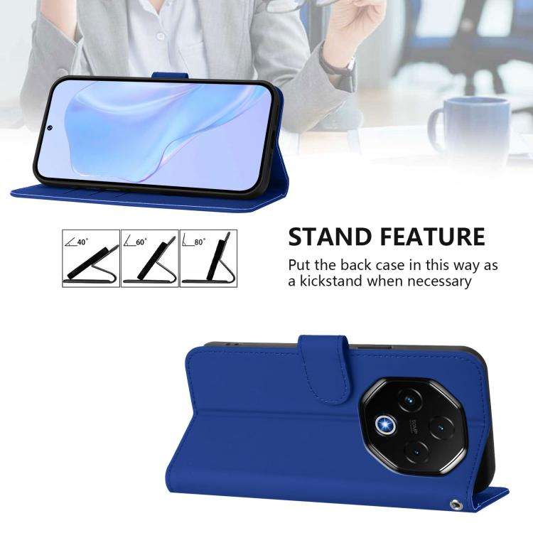 For Umidigi G100 Pro Skin Feel Solid Color Leather Phone Case with Lanyard(Dark Blue)