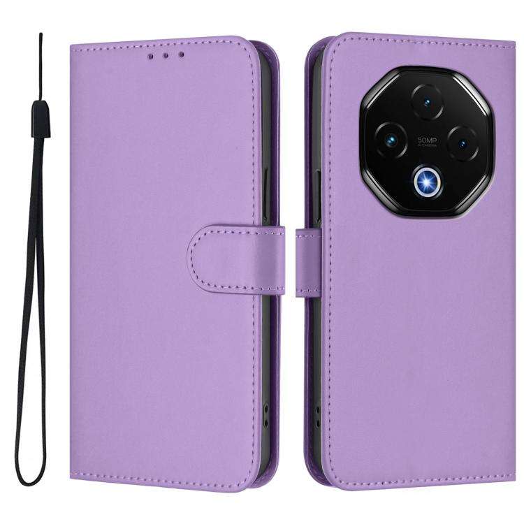 For Umidigi G100 Pro Skin Feel Solid Color Leather Phone Case with Lanyard(Lavender Purple)