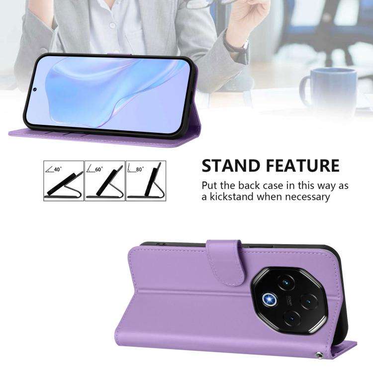 For Umidigi G100 Pro Skin Feel Solid Color Leather Phone Case with Lanyard(Lavender Purple)