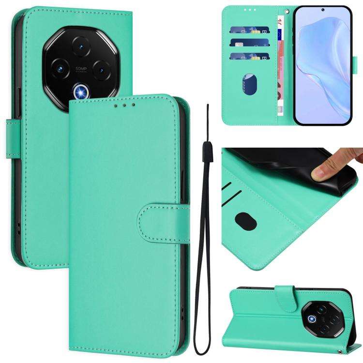 For Umidigi G100 Pro Skin Feel Solid Color Leather Phone Case with Lanyard(Green)