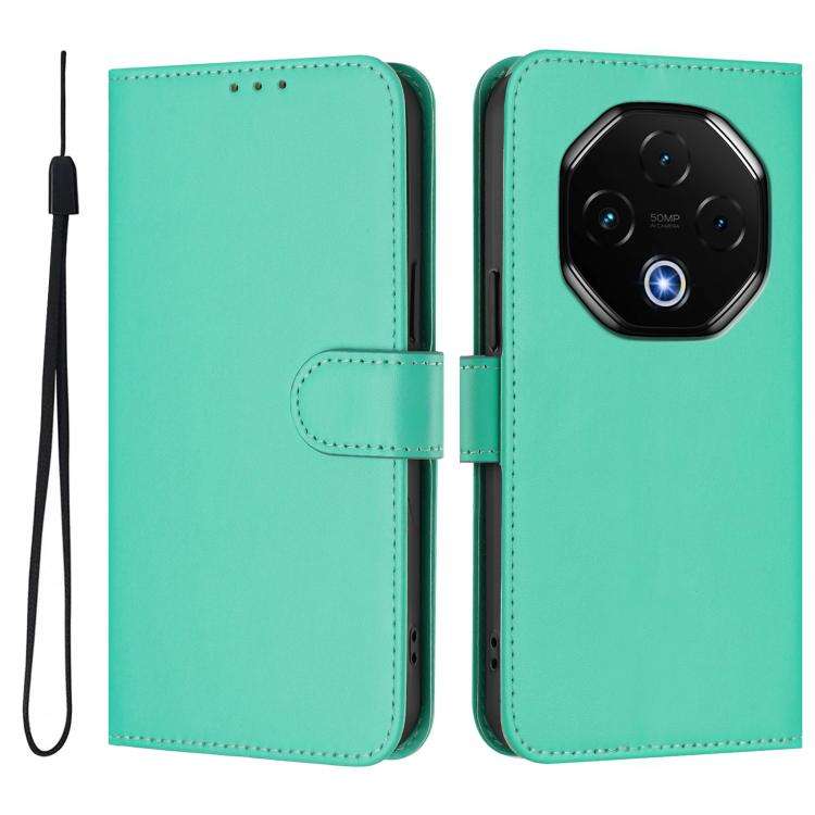 For Umidigi G100 Pro Skin Feel Solid Color Leather Phone Case with Lanyard(Green)