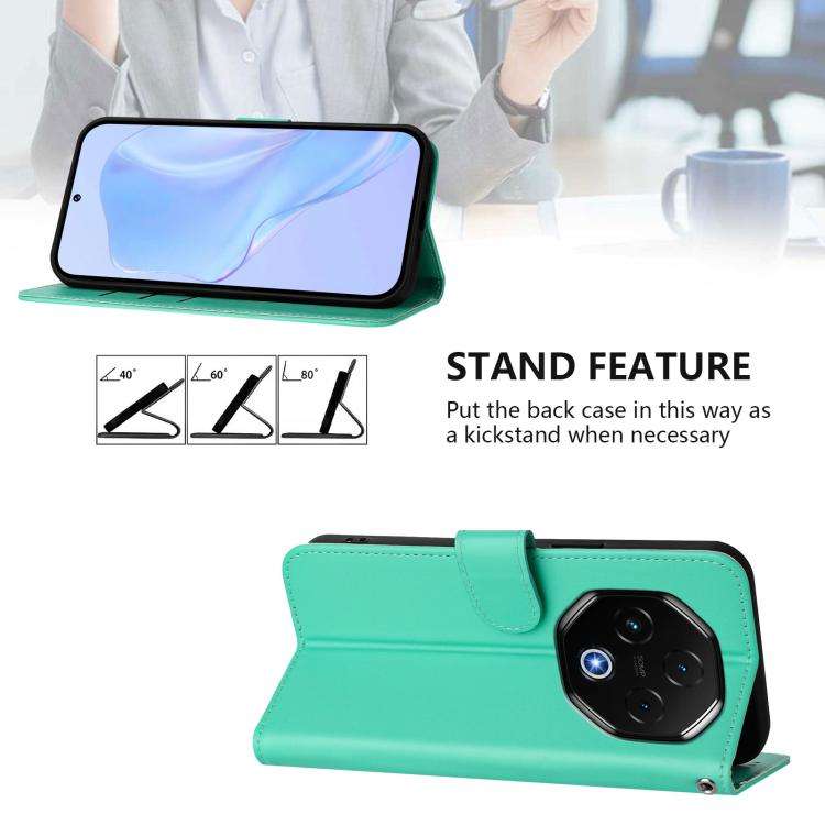 For Umidigi G100 Pro Skin Feel Solid Color Leather Phone Case with Lanyard(Green)
