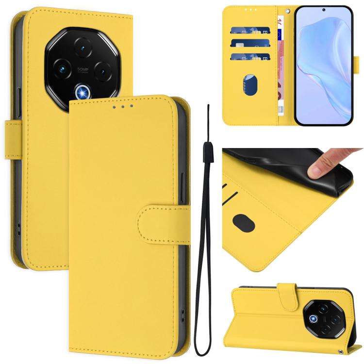For Umidigi G100 Pro Skin Feel Solid Color Leather Phone Case with Lanyard(Lemon Yellow)