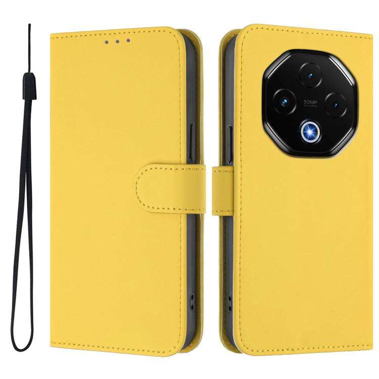 For Umidigi G100 Pro Skin Feel Solid Color Leather Phone Case with Lanyard(Lemon Yellow)