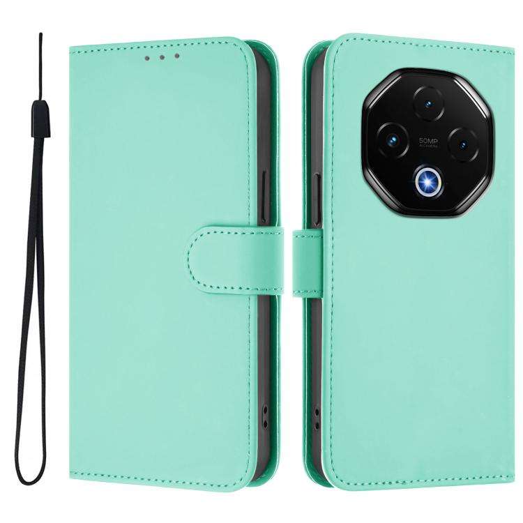 For Umidigi G100 Pro Skin Feel Solid Color Leather Phone Case with Lanyard(Mint Green)