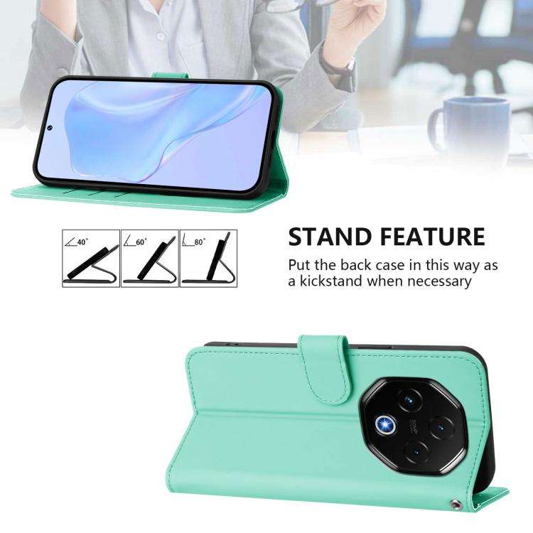 For Umidigi G100 Pro Skin Feel Solid Color Leather Phone Case with Lanyard(Mint Green)