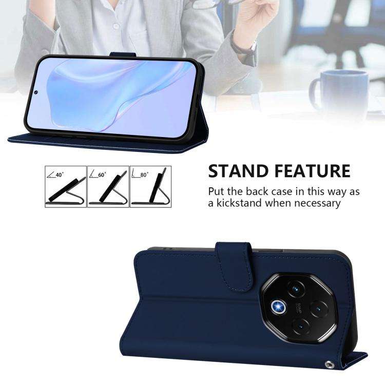 For Umidigi G100 Pro Skin Feel Solid Color Leather Phone Case with Lanyard(Navy Blue)