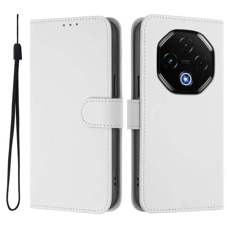 For Umidigi G100 Pro Skin Feel Solid Color Leather Phone Case with Lanyard(White)