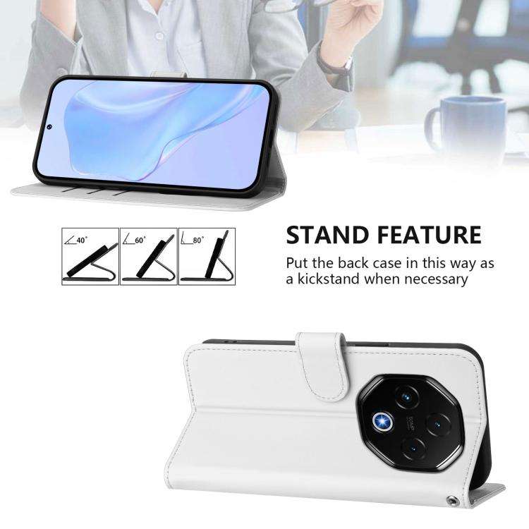 For Umidigi G100 Pro Skin Feel Solid Color Leather Phone Case with Lanyard(White)