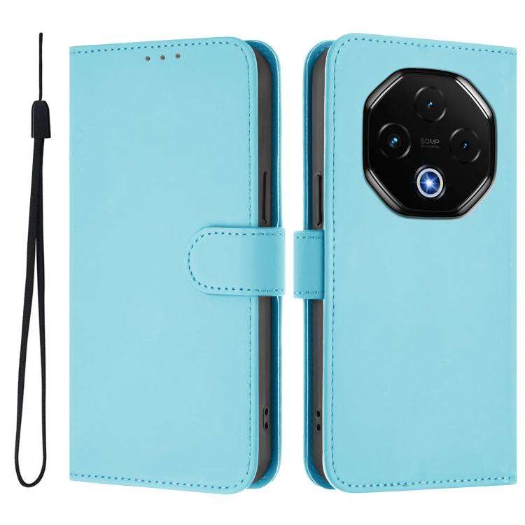 For Umidigi G100 Pro Skin Feel Solid Color Leather Phone Case with Lanyard(Sky Blue)