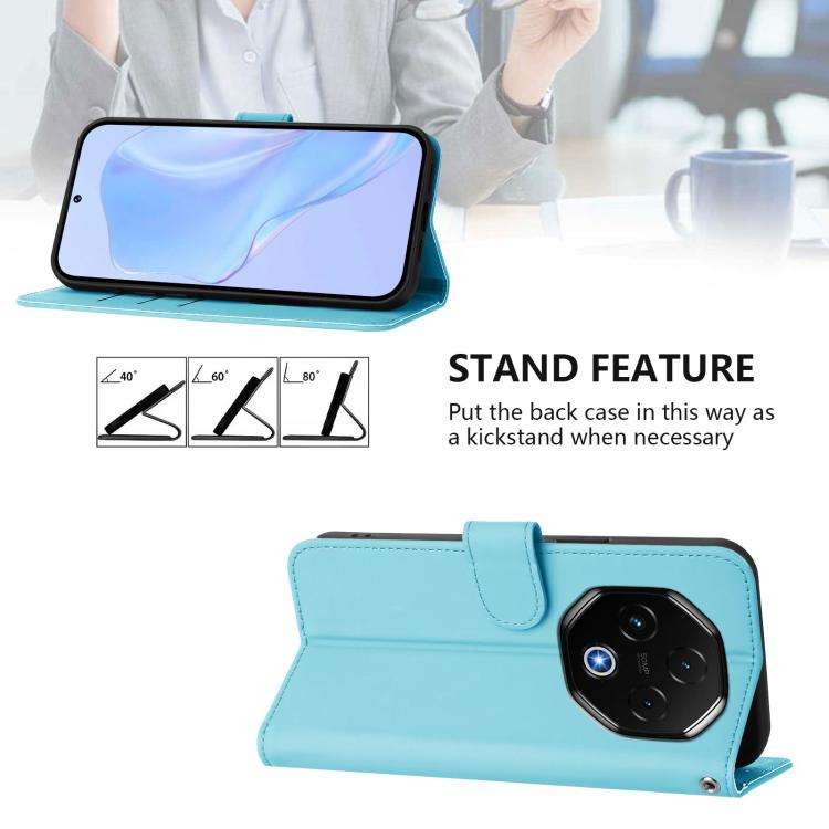 For Umidigi G100 Pro Skin Feel Solid Color Leather Phone Case with Lanyard(Sky Blue)