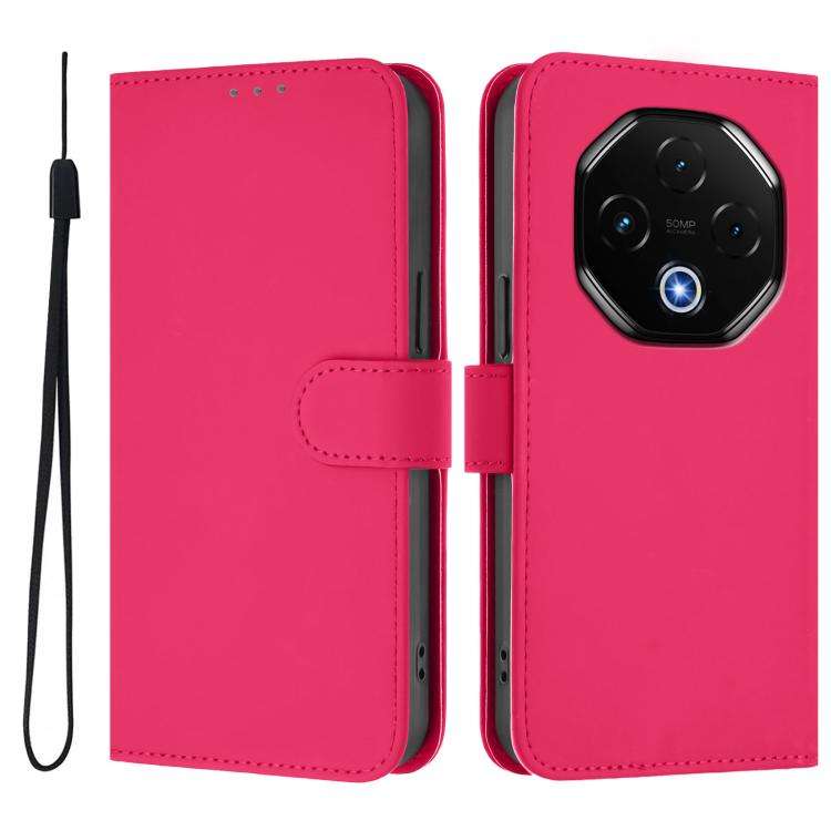 For Umidigi G100 Pro Skin Feel Solid Color Leather Phone Case with Lanyard(Rose Red)