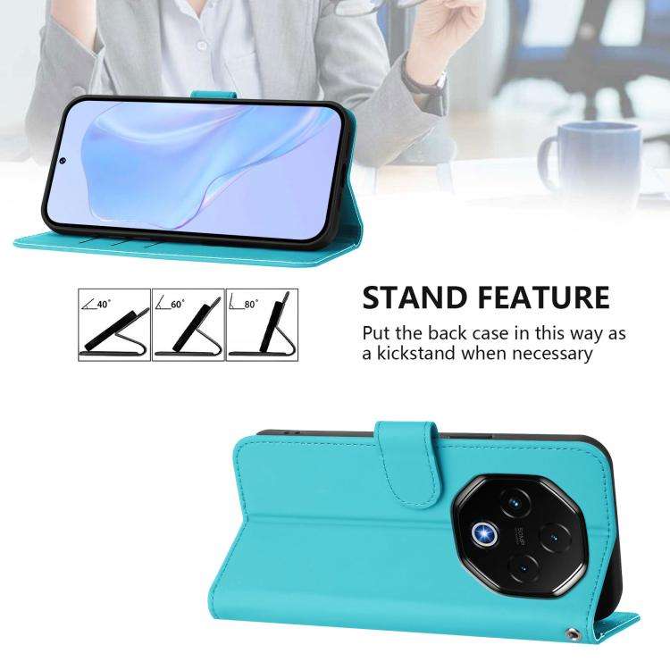 For Umidigi G100 Pro Skin Feel Solid Color Leather Phone Case with Lanyard(Lake Blue)