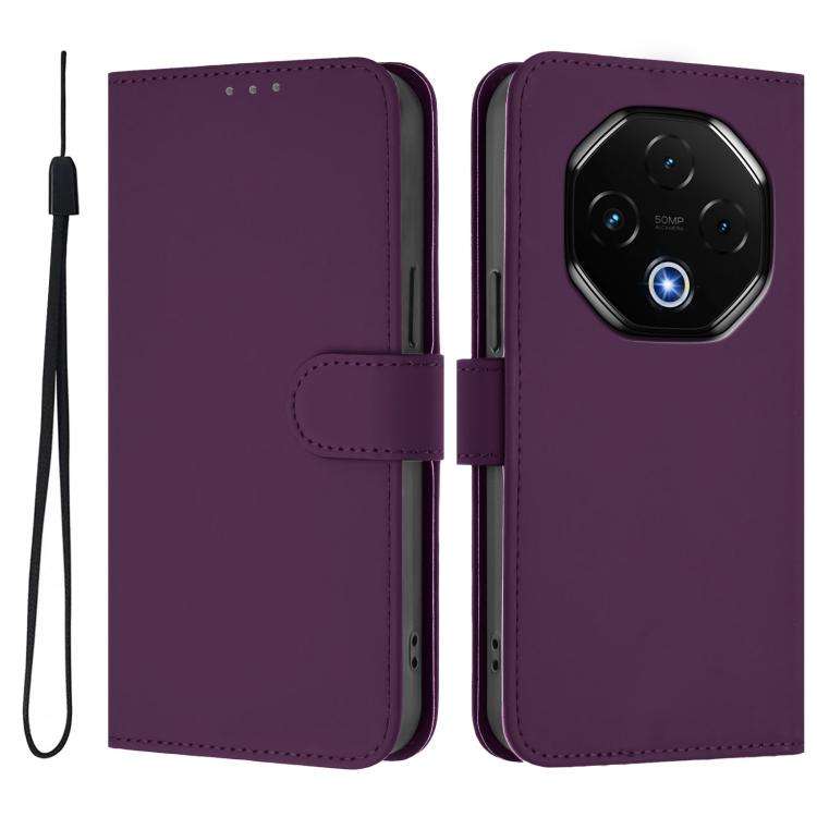 For Umidigi G100 Pro Skin Feel Solid Color Leather Phone Case with Lanyard(Violet)