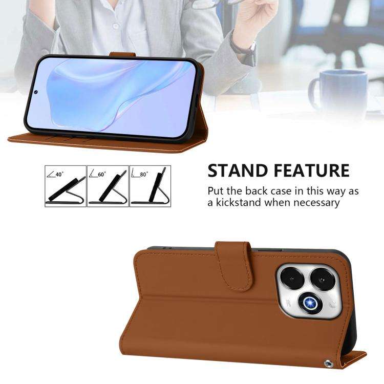 For Umidigi G100X 5G / 4G Skin Feel Solid Color Leather Phone Case with Lanyard(Brown)