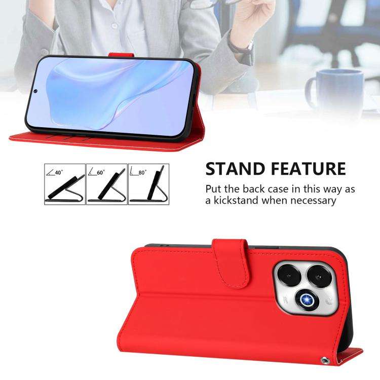 For Umidigi G100X 5G / 4G Skin Feel Solid Color Leather Phone Case with Lanyard(Red)