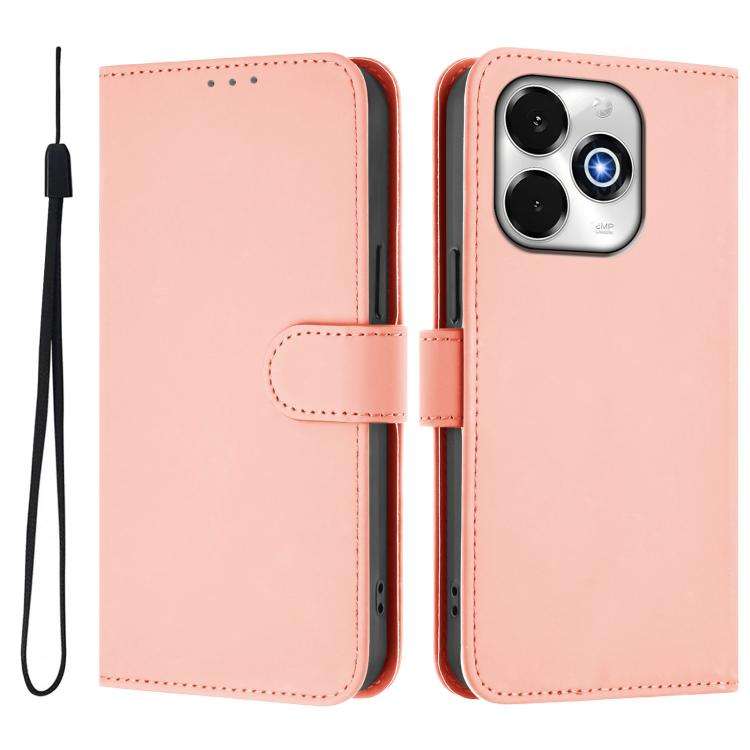 For Umidigi G100X 5G / 4G Skin Feel Solid Color Leather Phone Case with Lanyard(Pink)