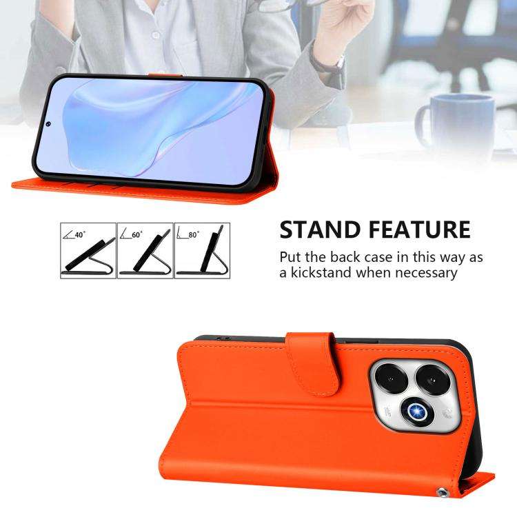 For Umidigi G100X 5G / 4G Skin Feel Solid Color Leather Phone Case with Lanyard(Orange)