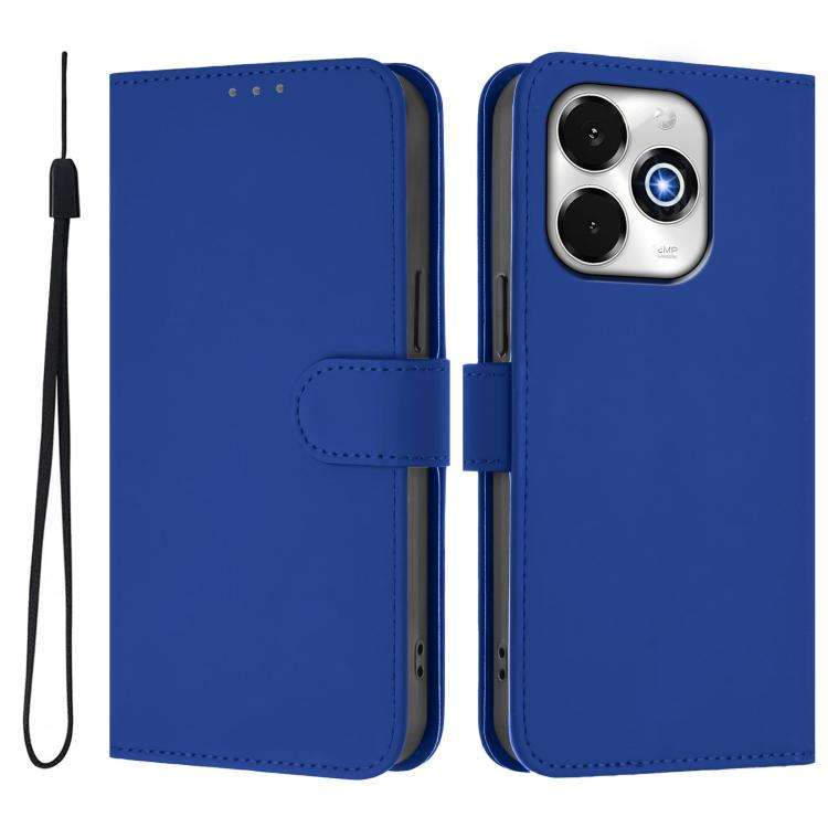 For Umidigi G100X 5G / 4G Skin Feel Solid Color Leather Phone Case with Lanyard(Dark Blue)