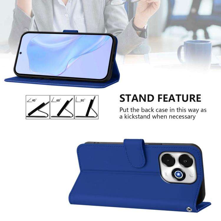For Umidigi G100X 5G / 4G Skin Feel Solid Color Leather Phone Case with Lanyard(Dark Blue)