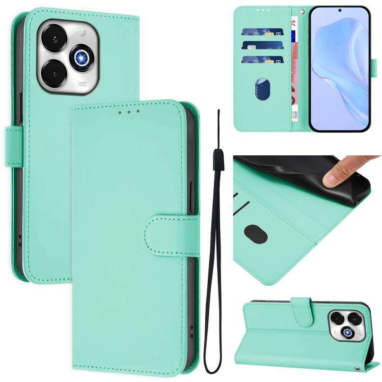 For Umidigi G100X 5G / 4G Skin Feel Solid Color Leather Phone Case with Lanyard(Mint Green)