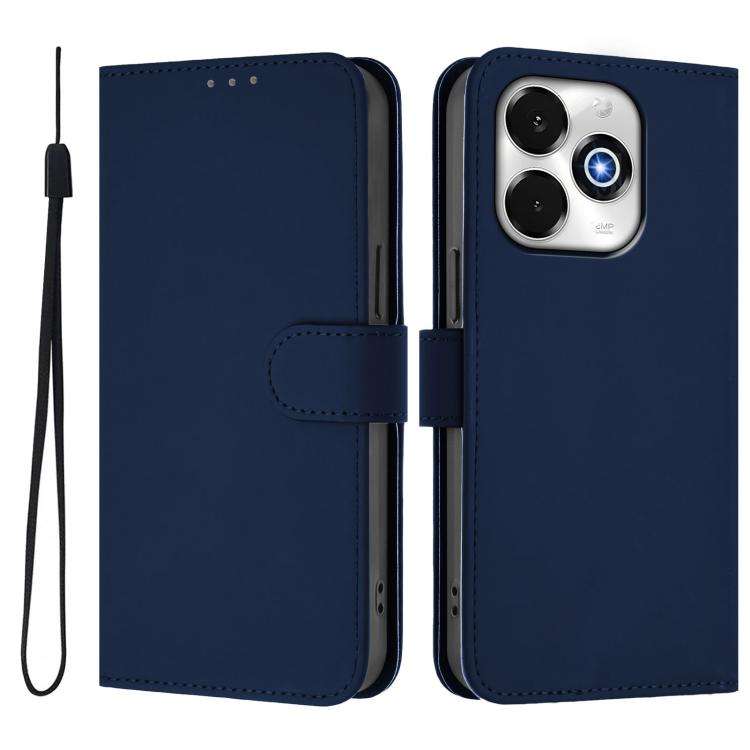 For Umidigi G100X 5G / 4G Skin Feel Solid Color Leather Phone Case with Lanyard(Navy Blue)
