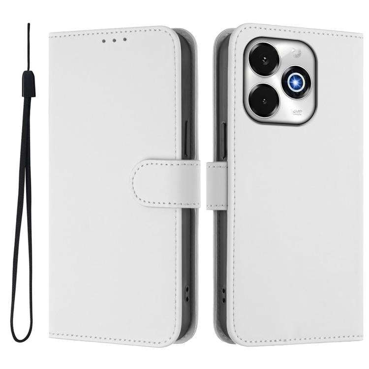 For Umidigi G100X 5G / 4G Skin Feel Solid Color Leather Phone Case with Lanyard(White)
