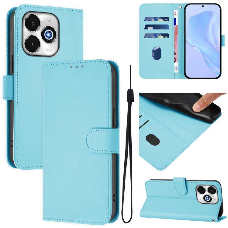 For Umidigi G100X 5G / 4G Skin Feel Solid Color Leather Phone Case with Lanyard(Sky Blue)