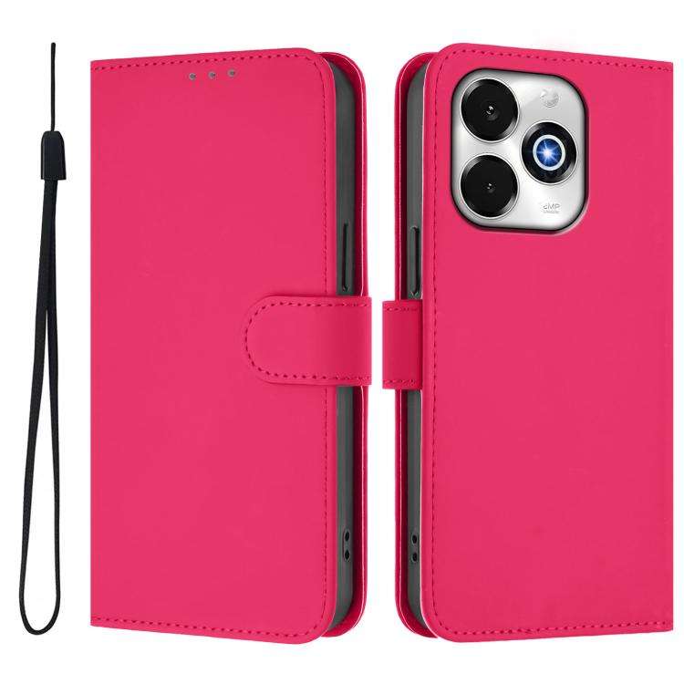 For Umidigi G100X 5G / 4G Skin Feel Solid Color Leather Phone Case with Lanyard(Rose Red)