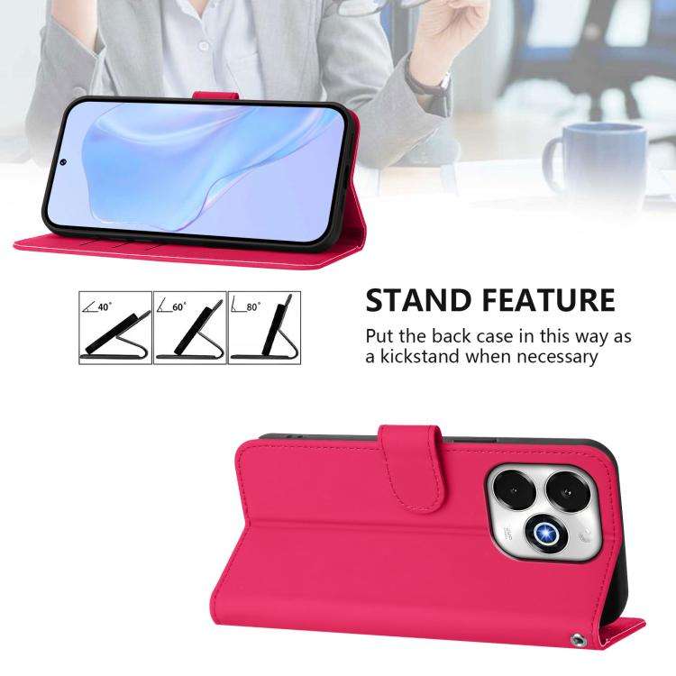 For Umidigi G100X 5G / 4G Skin Feel Solid Color Leather Phone Case with Lanyard(Rose Red)