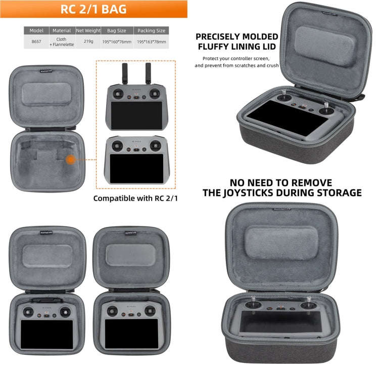 Sunnylife Carrying Case Bag, Model:B657 For DJI RC 2 / 1 Control Bag