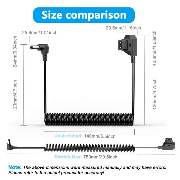 1.5m D-Tap B-Type Male to DC Adapter Monitor Cable(Black)