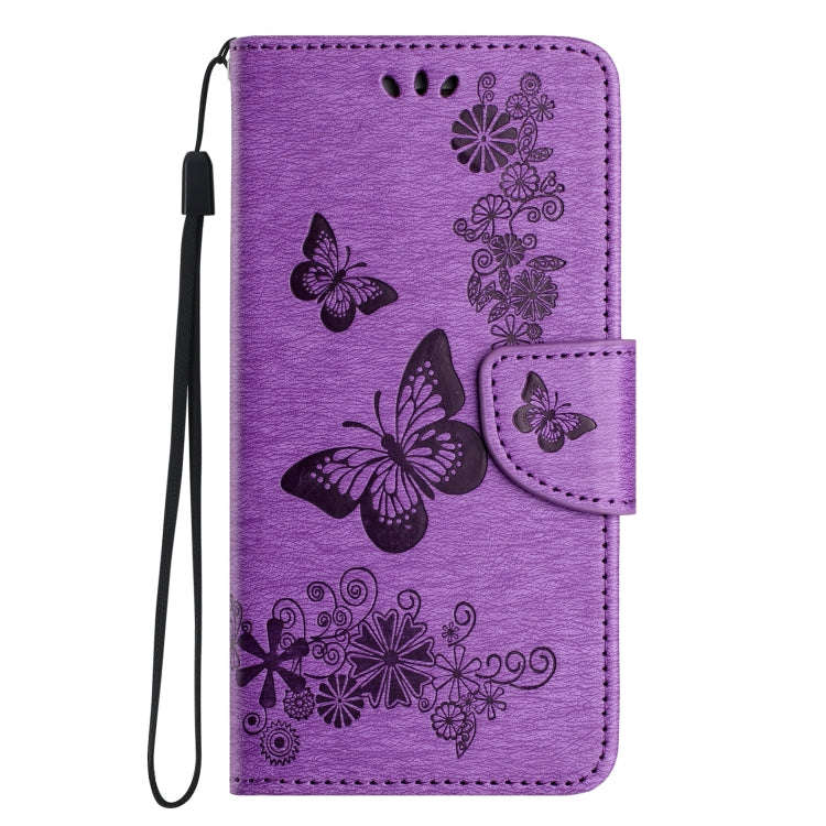 For Redmi Note 14 5G Butterfly Embossed Flip Leather Phone Case(Purple)