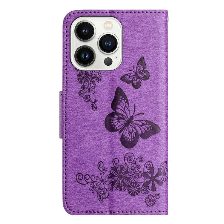 For Redmi Note 14 5G Butterfly Embossed Flip Leather Phone Case(Purple)