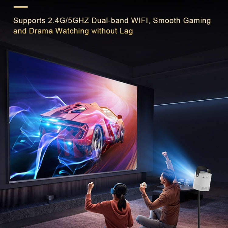 TS-2 1920 x 1080P 240ANSI HiSilicon 352 Android 9.0 Telescopic Projector, US Plug(White)