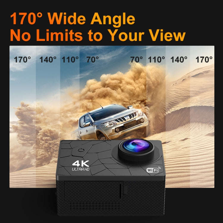 I5-361 2.0 inch IPS HD Screen Wide Angle 4K WiFi Action Camera, Style:without Remote Control