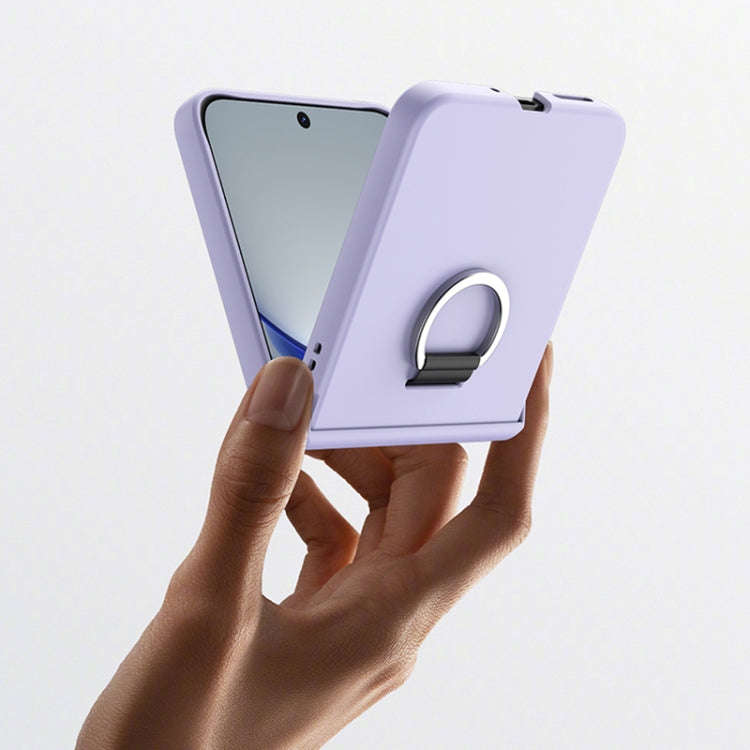 For Huawei nova Flip Ultra-thin Skin Feel Ring Phone Case with Hinge(Pink)