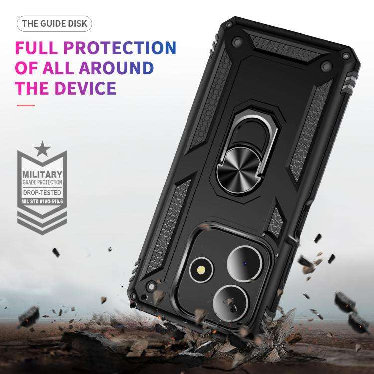 For Redmi Note 14 5G Shockproof TPU + PC Phone Case with Holder(Black)