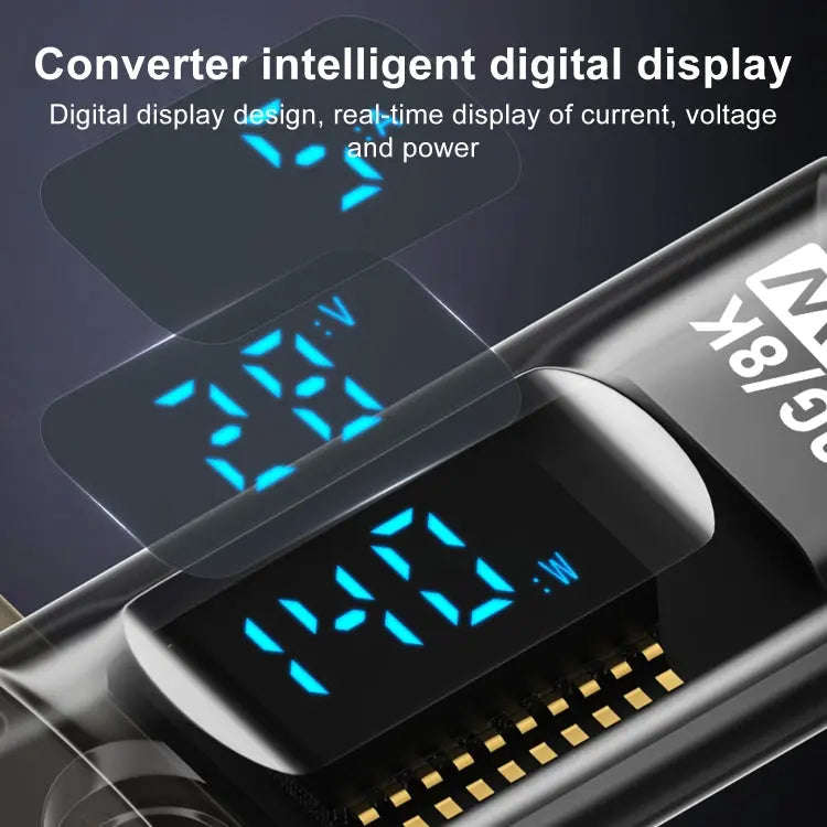 PD 140W Type-C / USB-C to Type-C / USB-C Digital Display Stereo Bend Adapter(Black)