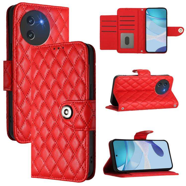 For Doogee Note 59 5G / Note 59 Pro Rhombic Texture Flip Leather Phone Case with Lanyard(Red)