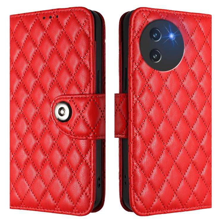 For Doogee Note 59 5G / Note 59 Pro Rhombic Texture Flip Leather Phone Case with Lanyard(Red)