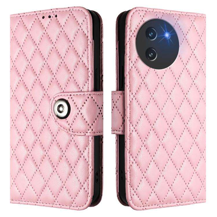 For Doogee Note 59 5G / Note 59 Pro Rhombic Texture Flip Leather Phone Case with Lanyard(Pink)