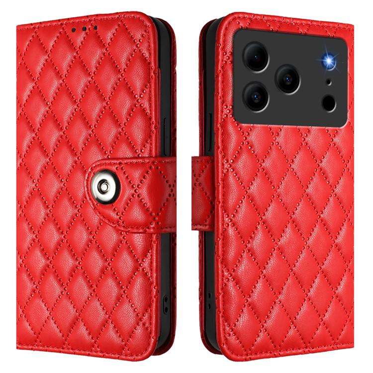 For Doogee Note 56 / Note 56 Pro Rhombic Texture Flip Leather Phone Case with Lanyard(Red)