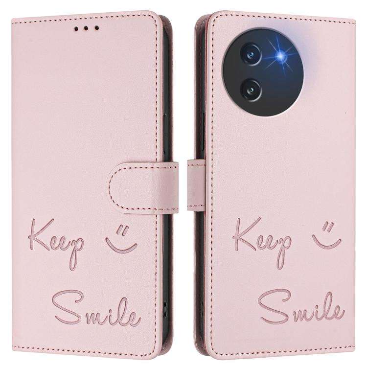 For Doogee Note 59 / Note 59 Pro Smile Embossing RFID Leather Phone Case(Pink)